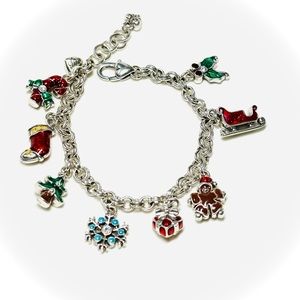Brighton Christmas Charm Bracelet Retired Jewelry Silver Holiday Gift